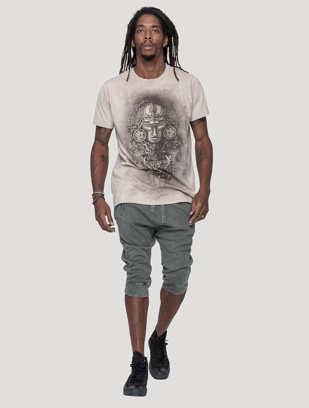 'Maya' Short Sleeves 100% Organic Cotton Grunge Tee - Psylo Fashion