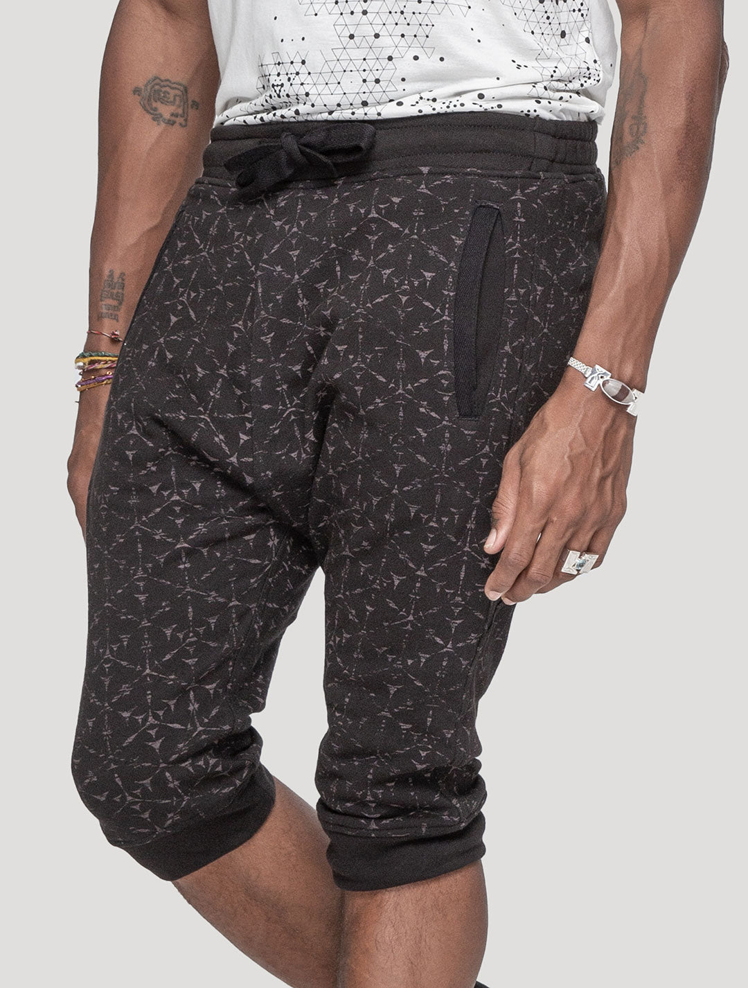 'Polygon' Printed 100% Cotton 3/4 Shorts | Streetwear by Psylo Fashion