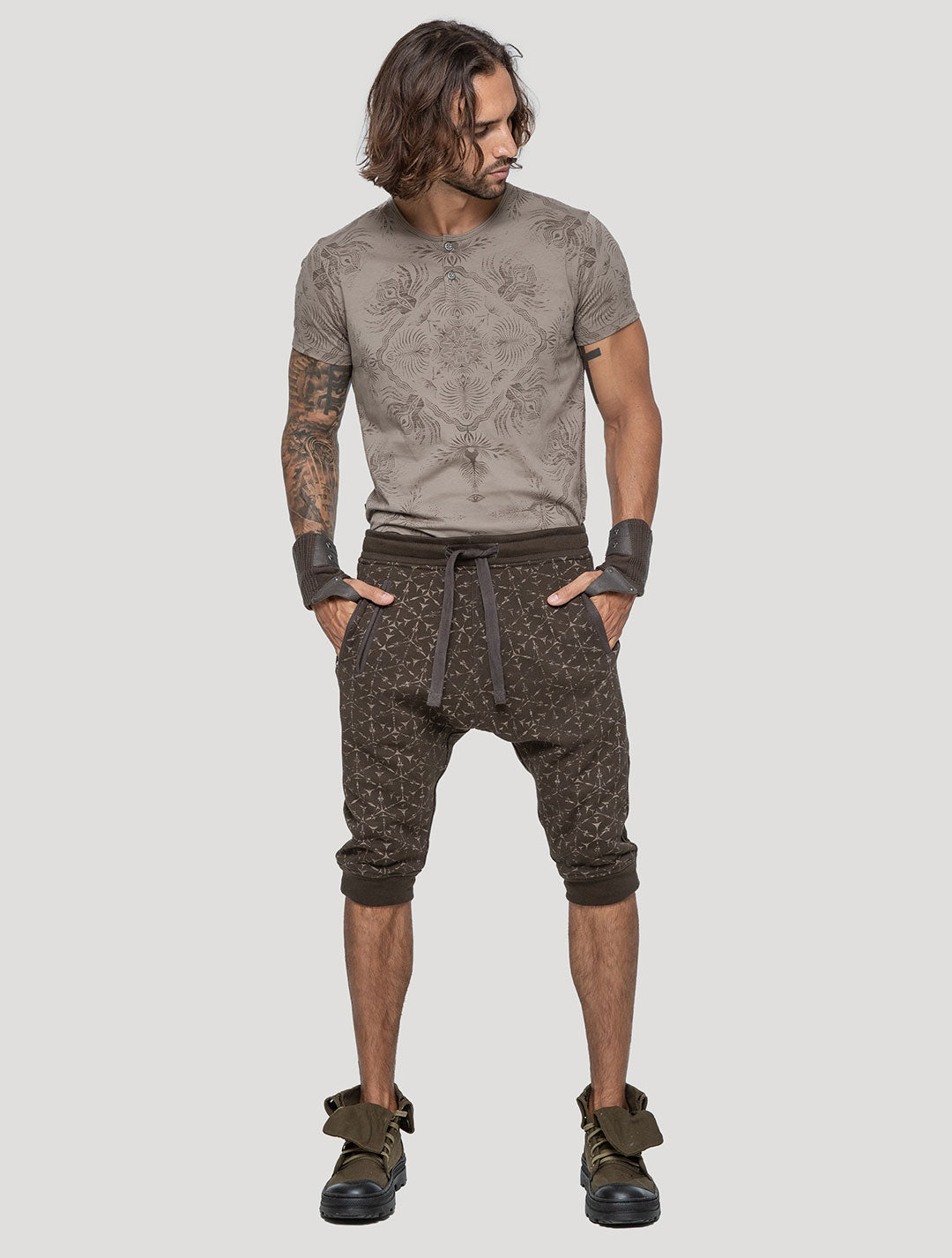 'Polygon' Printed 100% Cotton 3/4 Shorts | Streetwear by Psylo Fashion