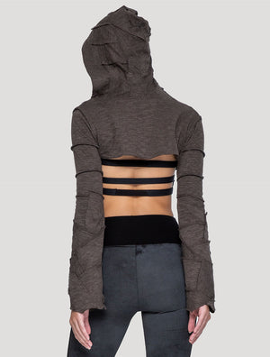 Pecoa Sleeves Rmx Hooded Shrug - Psylo Fashion