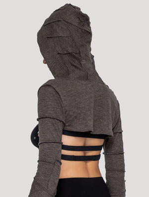 Pecoa Sleeves Rmx Hooded Shrug - Psylo Fashion