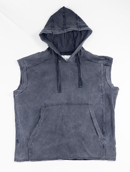 100% Cotton 'Rhino' Sleeveless Baggy Hoodie Sweatshirt – Psylo Fashion