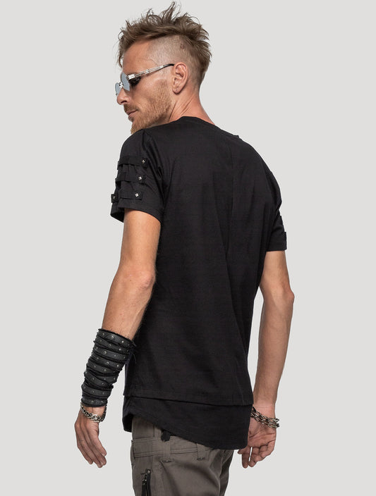 Black 100% Organic Cotton 'Slashed' T-shirt - Psylo Fashion