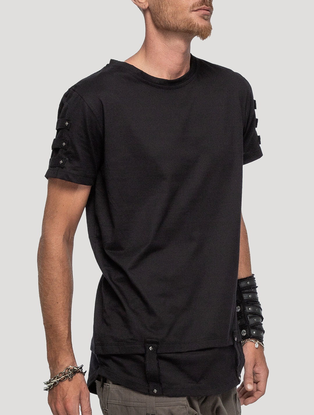 Black 100% Organic Cotton 'Slashed' T-shirt - Psylo Fashion