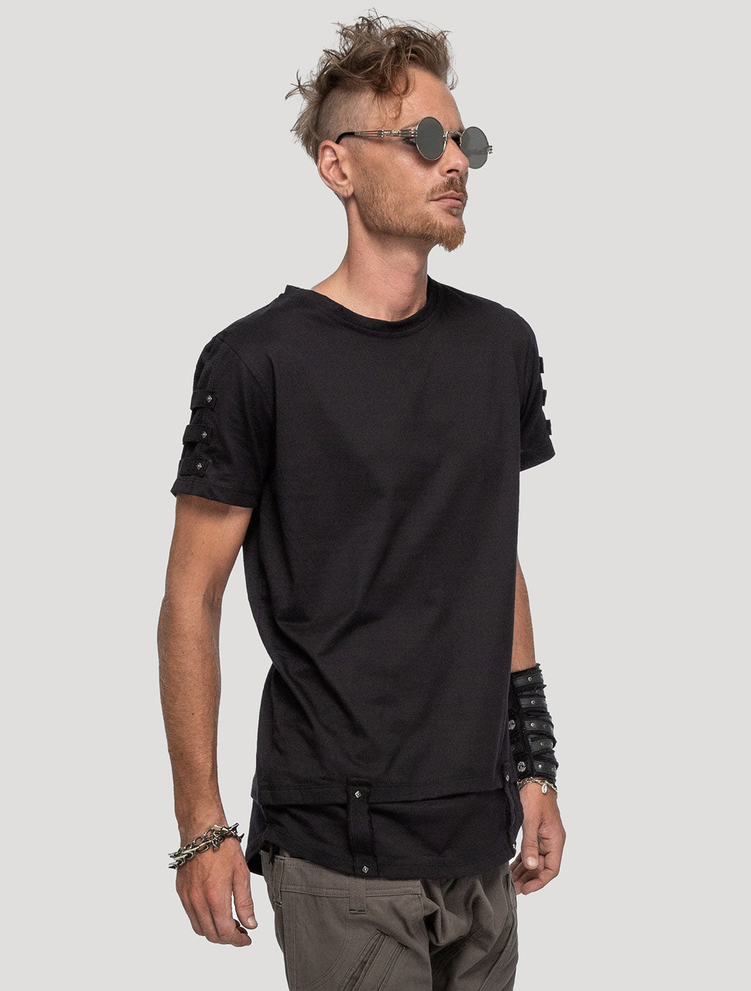 Black 100% Organic Cotton 'Slashed' T-shirt - Psylo Fashion