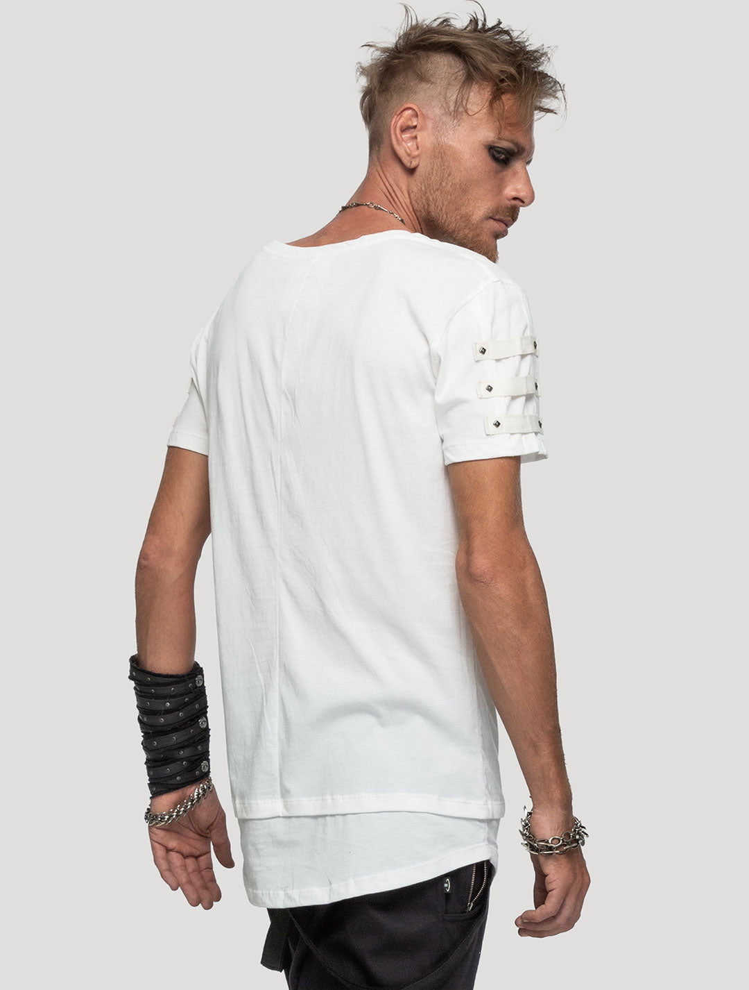 White 100% Organic Cotton 'Slashed' T-shirt - Psylo Fashion