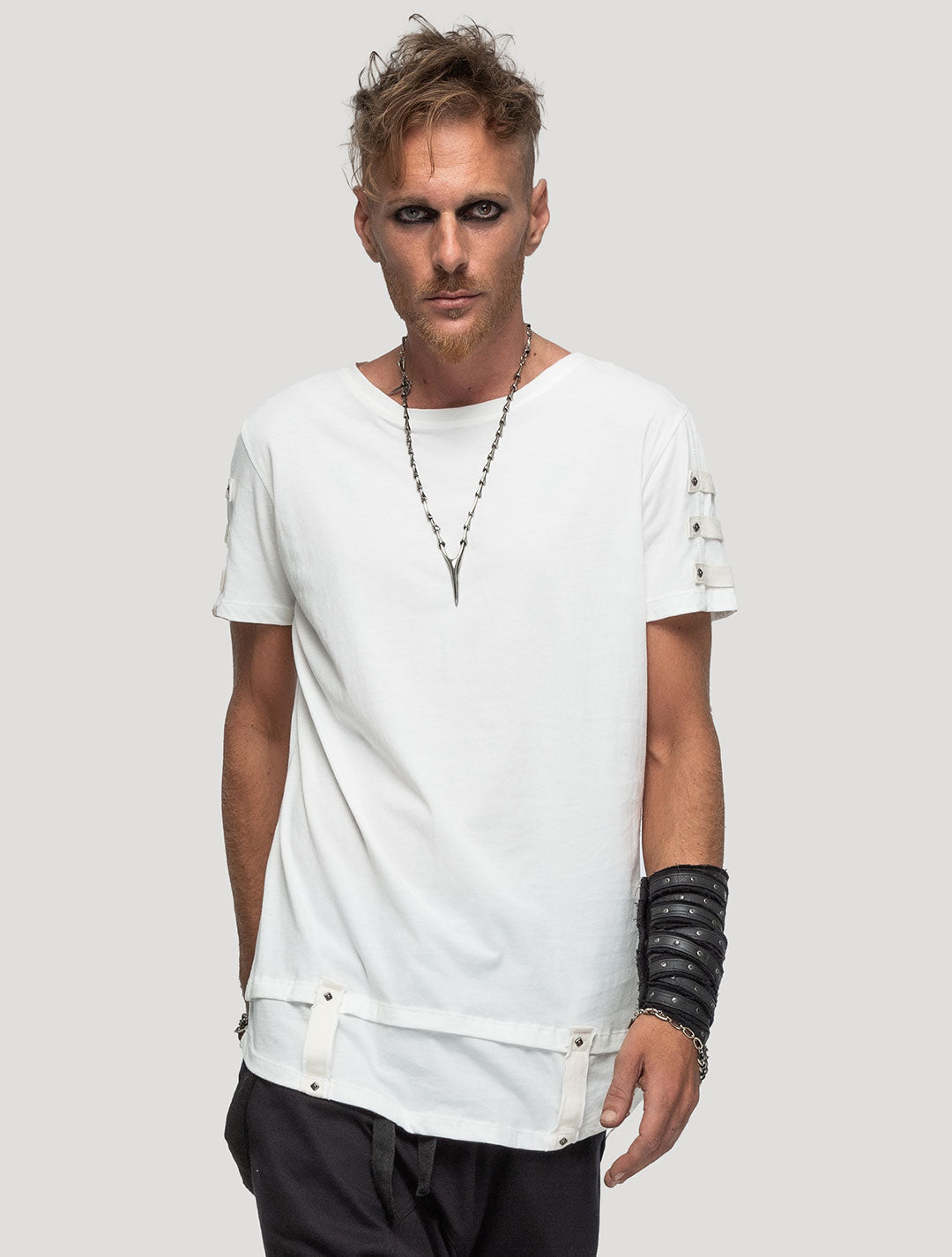 White 100% Organic Cotton 'Slashed' T-shirt - Psylo Fashion