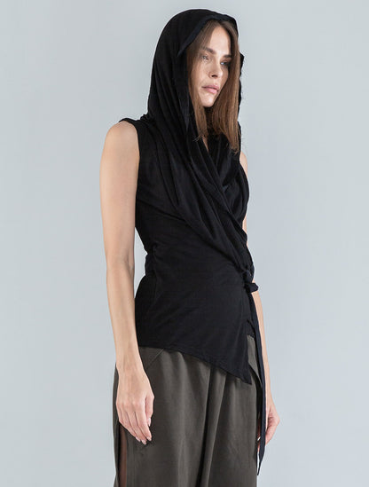 'Sorcerer' 100% Bamboo Hooded Wrap Top - Psylo Fashion