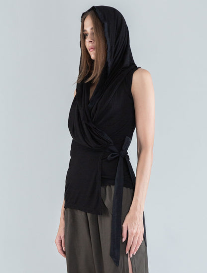 'Sorcerer' 100% Bamboo Hooded Wrap Top - Psylo Fashion