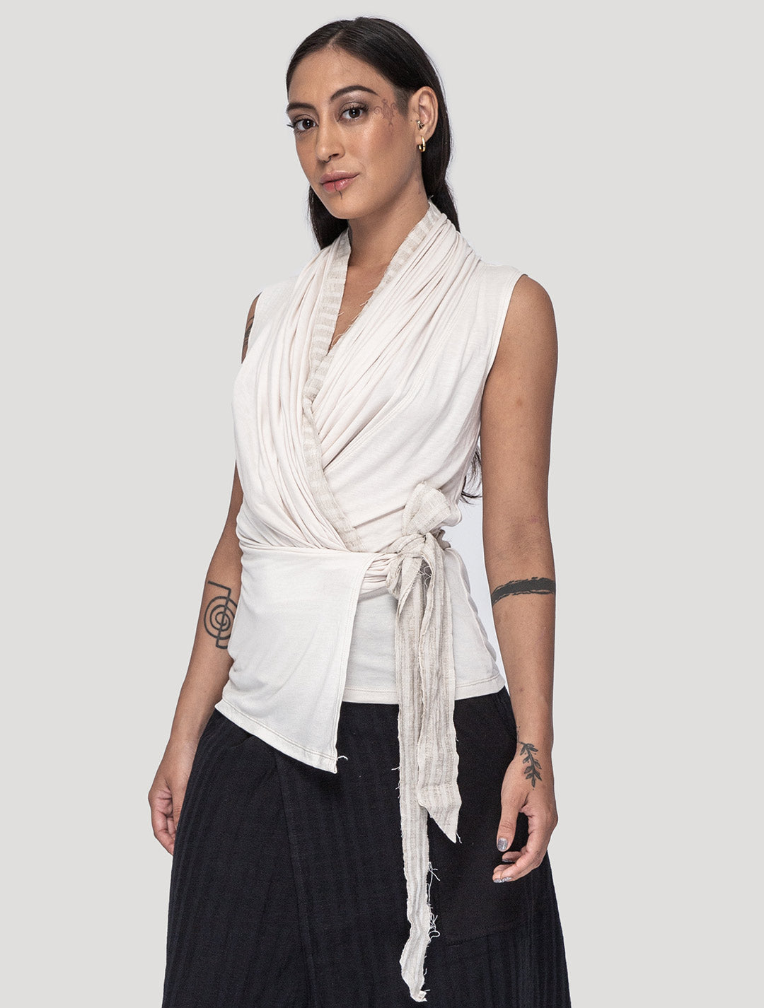 Natural 'Sorcerer' 100% Bamboo Hooded Wrap Top - Psylo Fashion