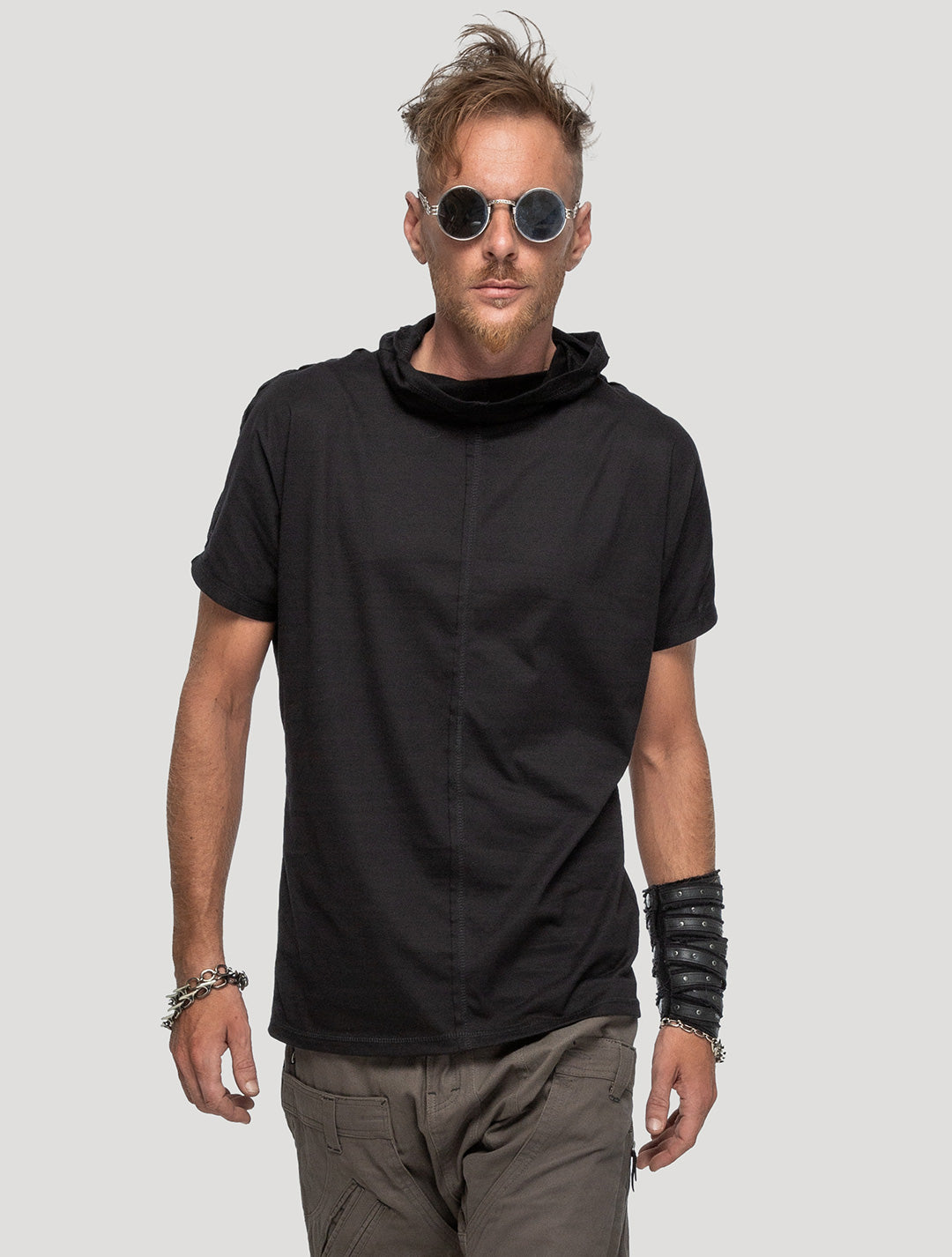 Black 100% Organic Cotton 'Slashed' Batwing Tee - Psylo Fashion