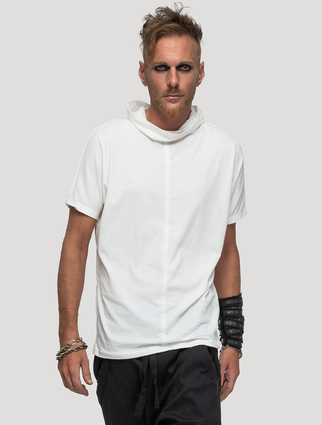 White 100% Organic Cotton 'Slashed' Batwing Tee - Psylo Fashion