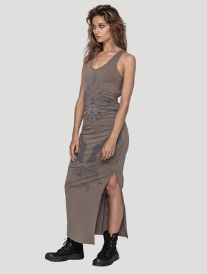 'Shaman' Organic Cotton Lycra Maxi Dress - Psylo Fashion