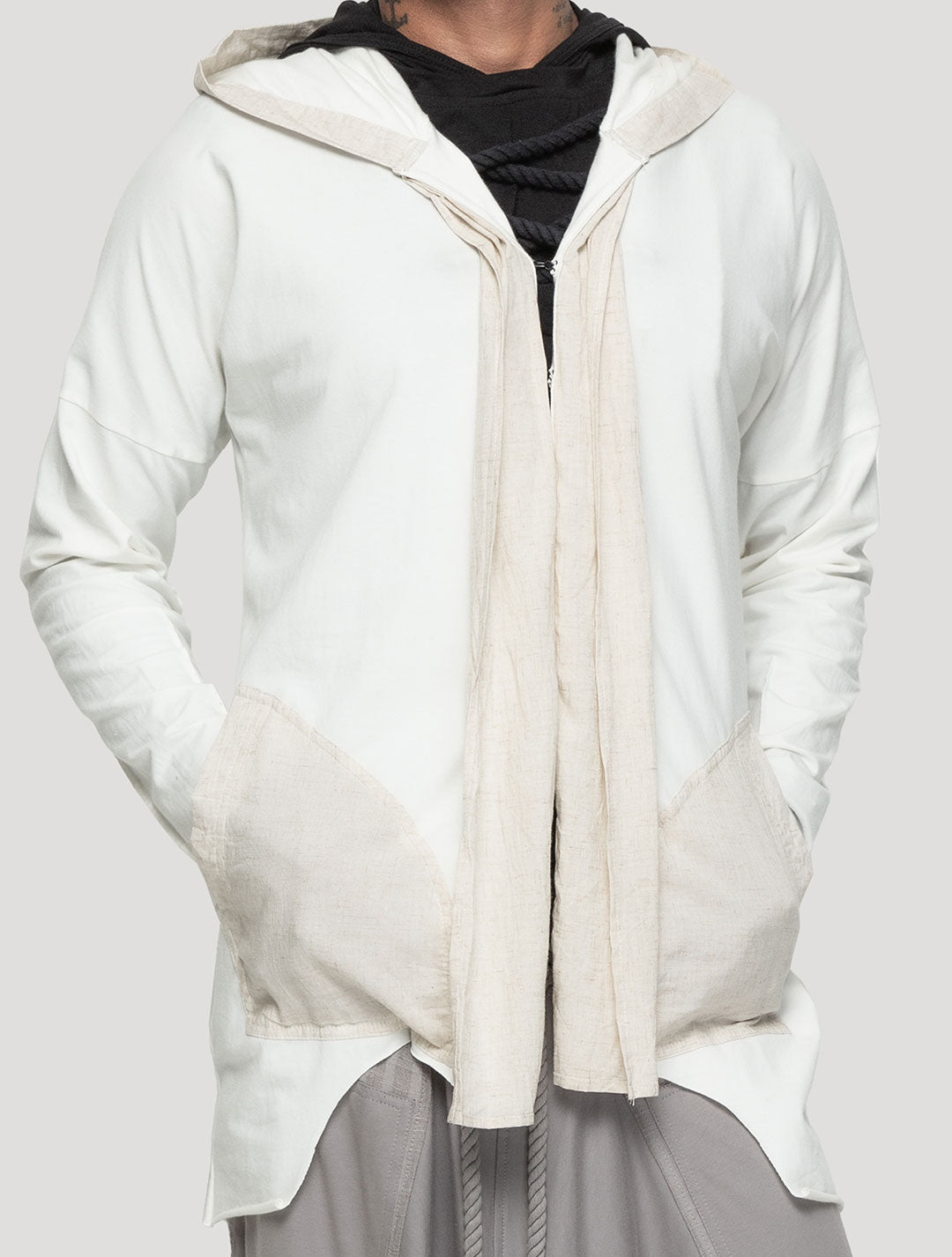 Natural 'Shaolin' Hoodie | Light Hooded Cardigan by Psylo Fashion