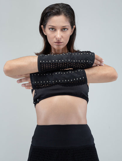 Sanja Crochet Knitted Long & Fingerless Gloves - Psylo Fashion