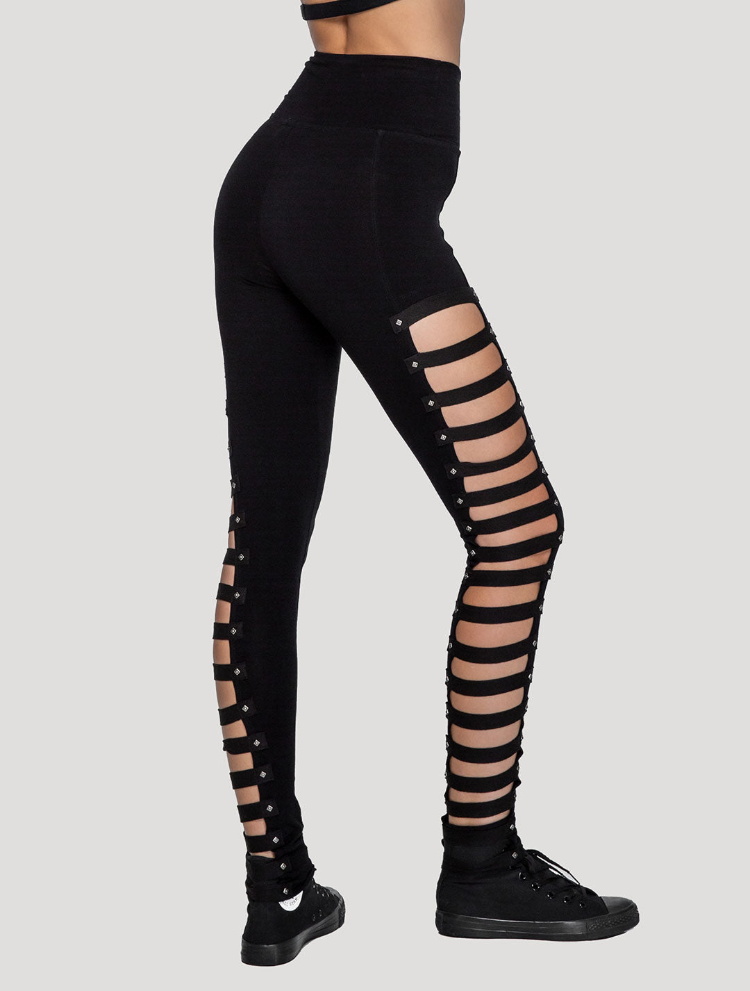 Slashed High Waist Leggings Psylo