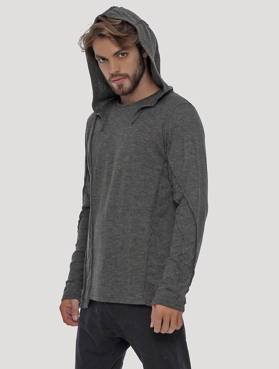 Charcoal Slit Hoodie Jumper - Psylo Fashion