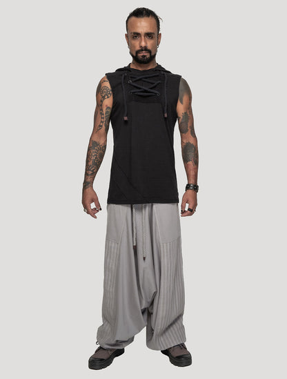 Black 'Spirit' Sleeveless Hoodie Tee - Psylo Fashion