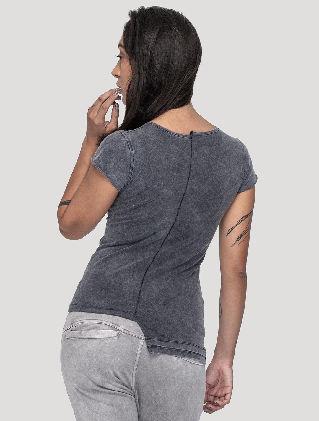 'Splitz' Organic Cotton Lycra Asymmetrical Top - Psylo Fashion