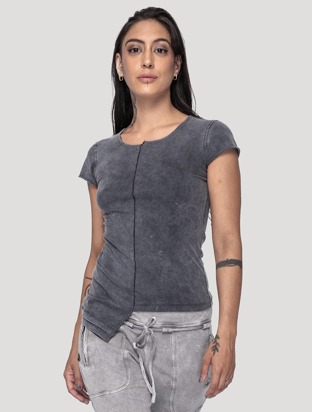 'Splitz' Organic Cotton Lycra Asymmetrical Top - Psylo Fashion