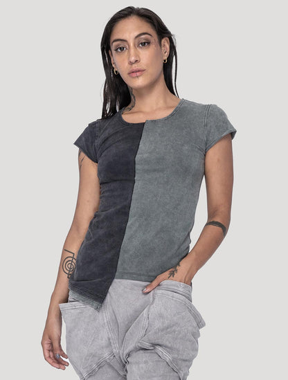 'Splitz' Organic Cotton Lycra Asymmetrical Top - Psylo Fashion