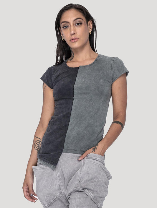 'Splitz' Organic Cotton Lycra Asymmetrical Top - Psylo Fashion