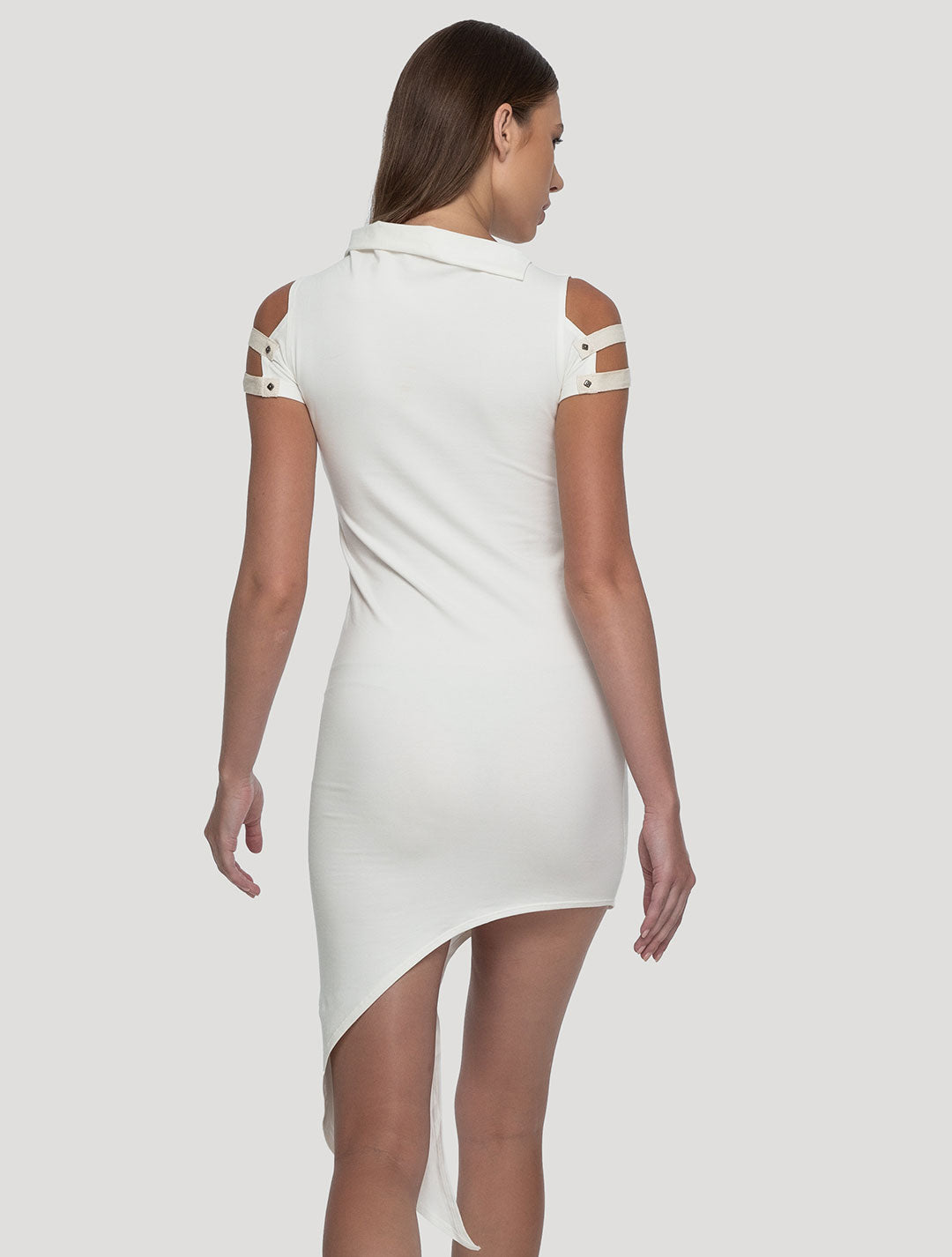 White Slashed Asymmetrical Tunic by Psylo Fashion