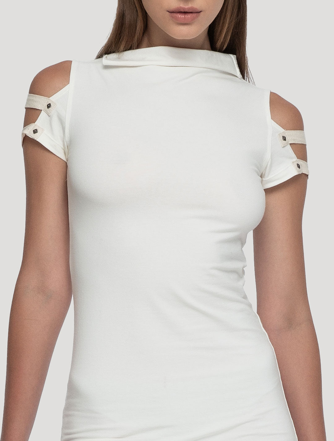 White Slashed Asymmetrical Tunic by Psylo Fashion