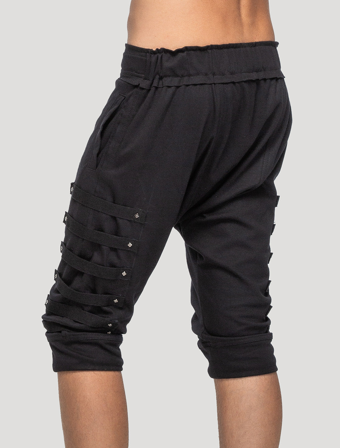 Black Slashed 100% Organic Cotton Track Shorts - Psylo Fashion
