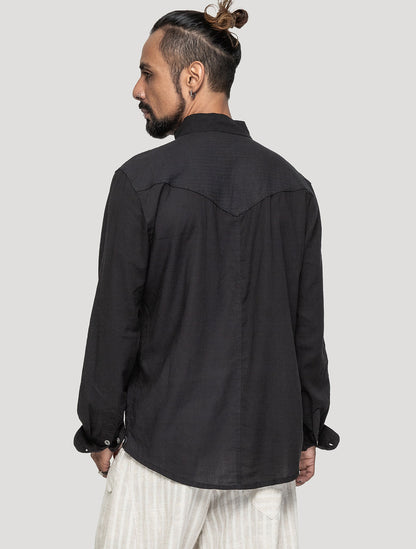 Black 'Tyr RMX' Long Sleeves Shirt - Psylo Fashion