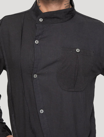 Black 'Tyr RMX' Long Sleeves Shirt - Psylo Fashion