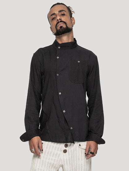 Black 'Tyr RMX' Long Sleeves Shirt - Psylo Fashion