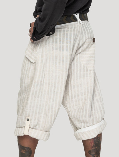 'Taiji' Striped Linen ¾ Pants - Psylo Fashion