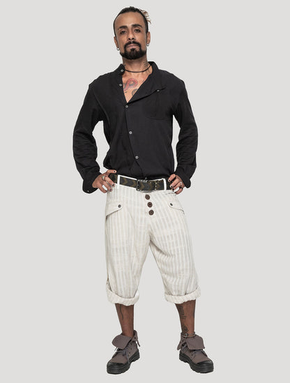 'Taiji' Striped Linen ¾ Pants - Psylo Fashion