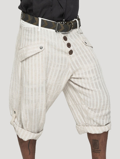 'Taiji' Striped Linen ¾ Pants - Psylo Fashion