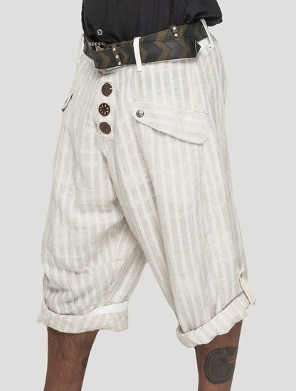 'Taiji' Striped Linen ¾ Pants - Psylo Fashion