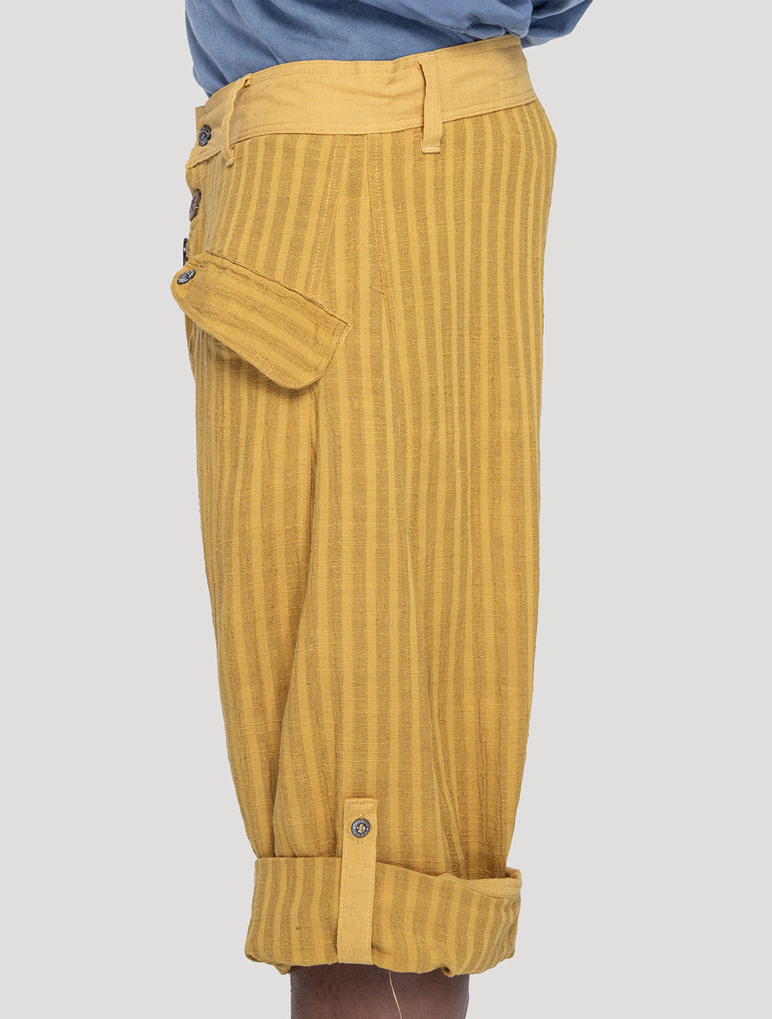 Saffron 'Taiji' Striped Linen ¾ Pants - Psylo Fashion