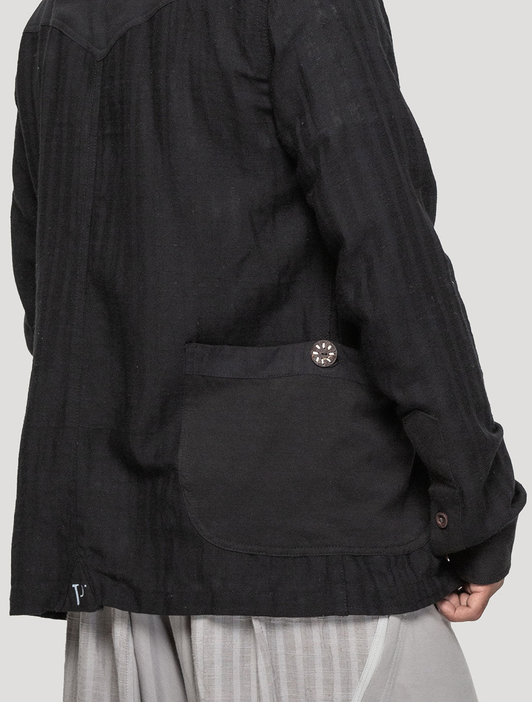Black 'Taiji' Striped Shacket - Psylo Fashion