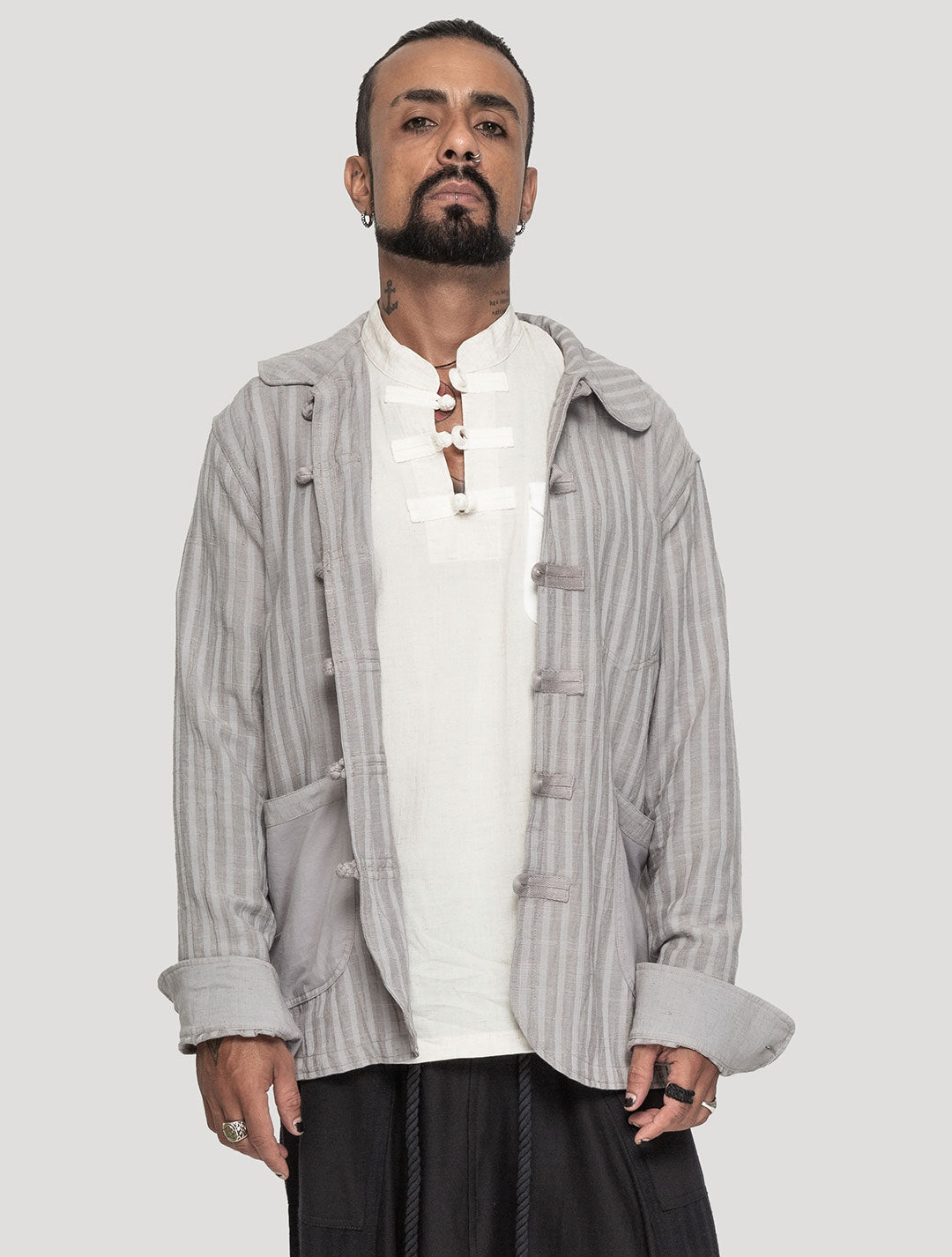 Concrete 'Taiji' Striped Shacket - Psylo Fashion