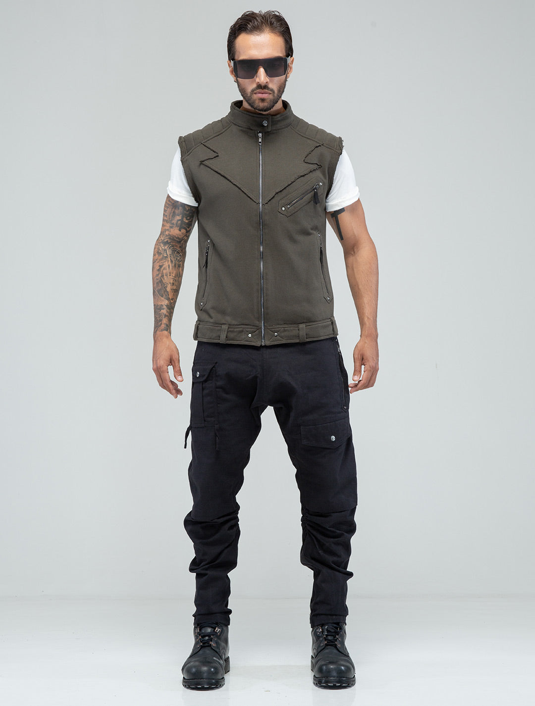 Vicious Biker Vest - Zipped Sleeveless Jacket - Psylo Fashion