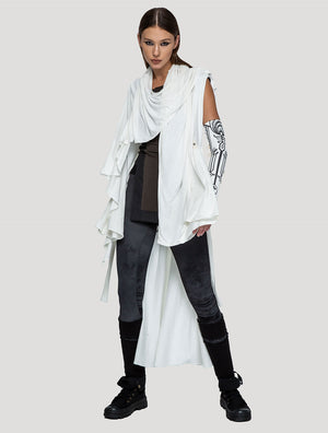 Off White Virgin Hooded Long Kaftan - Psylo Fashion