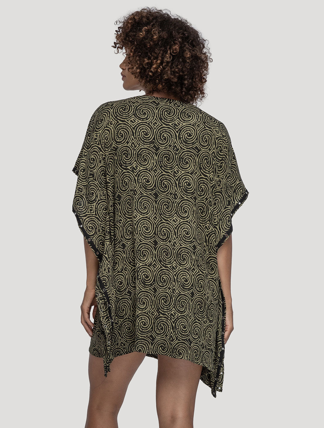 Olive/Komodo 'Wanderer' Printed Poncho - Psylo Fashion