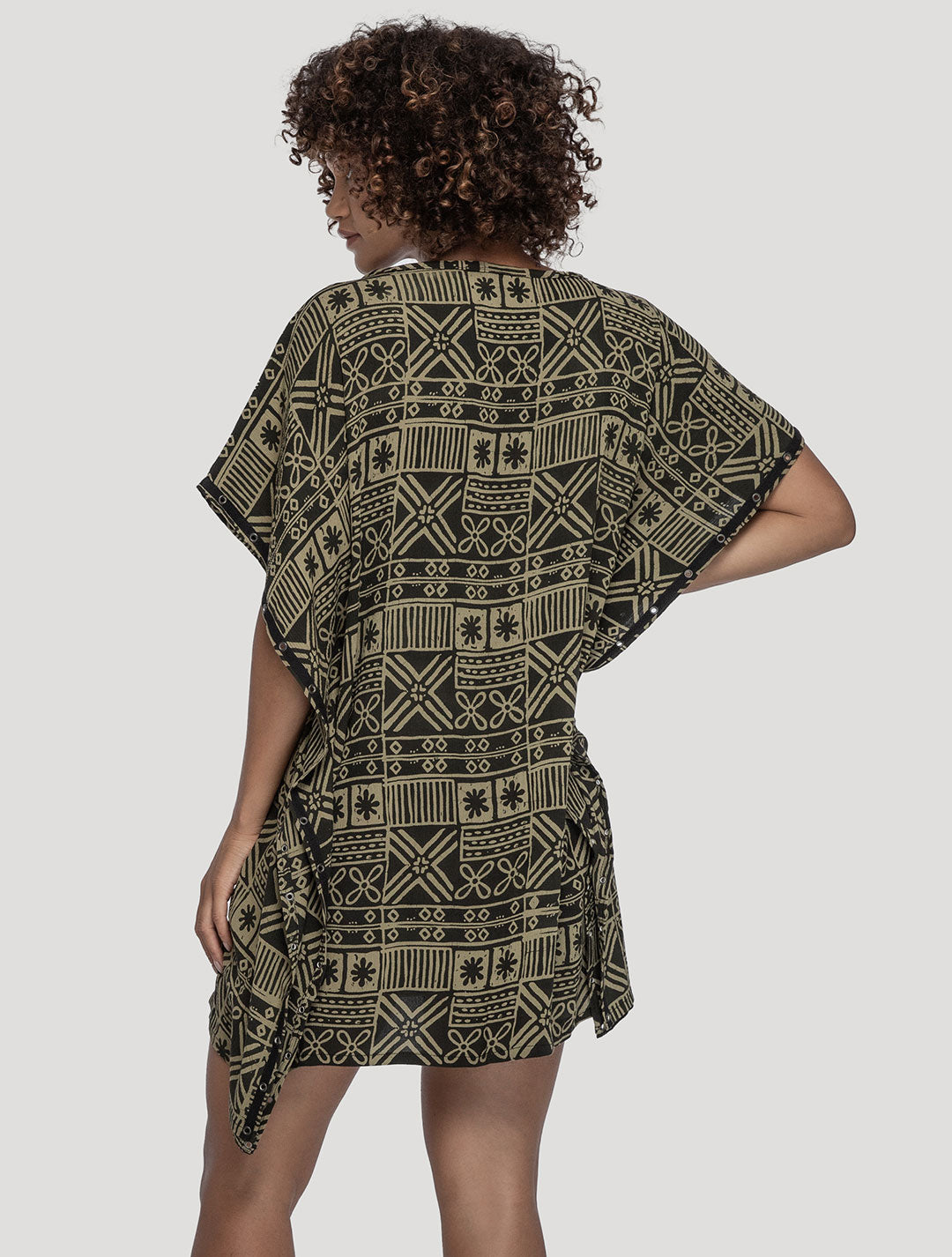 Olive/Java 'Wanderer' Printed Poncho - Psylo Fashion