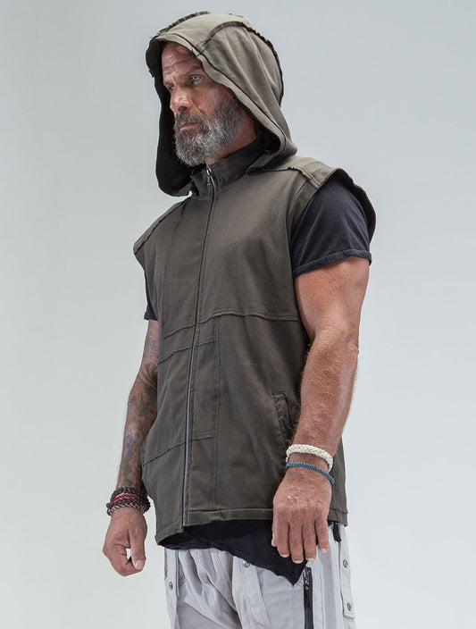 Jaguar Hooded Vest - Sleeveless Zipped Jacket