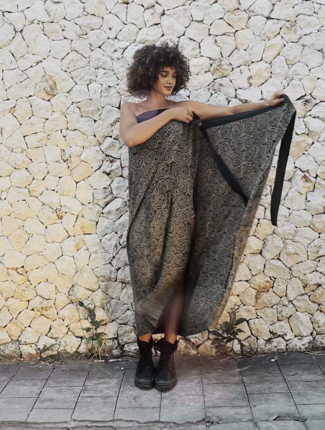 How to style sarong: Olive-Komodo White-Komodo 'Heritage' Long Wrap Skirt - Psylo Fashion