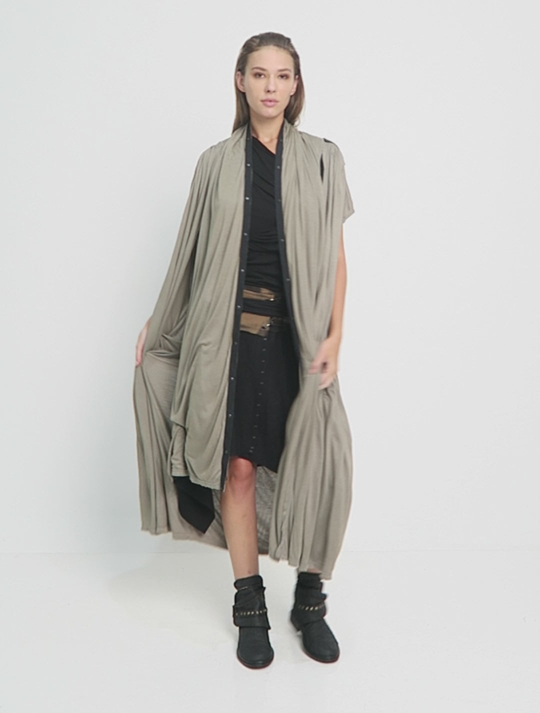 Forest Hooded Long Vest | Hoodie Cape by Psylo Fashion