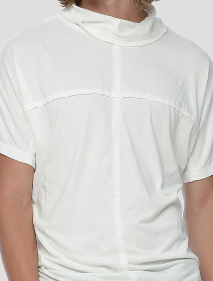 White Baggy Short Sleeves Tee by Psylo Fashion