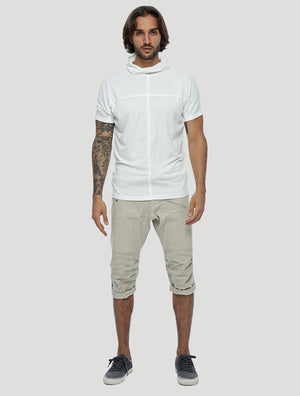 White Baggy Short Sleeves Tee by Psylo Fashion