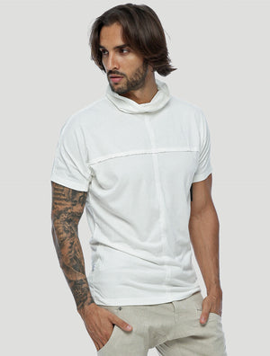 White Baggy Short Sleeves Tee by Psylo Fashion