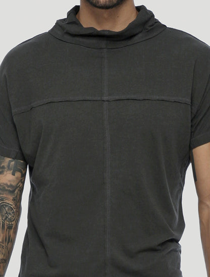 Olive Green Baggy Short Sleeves Tee by Psylo Fashion